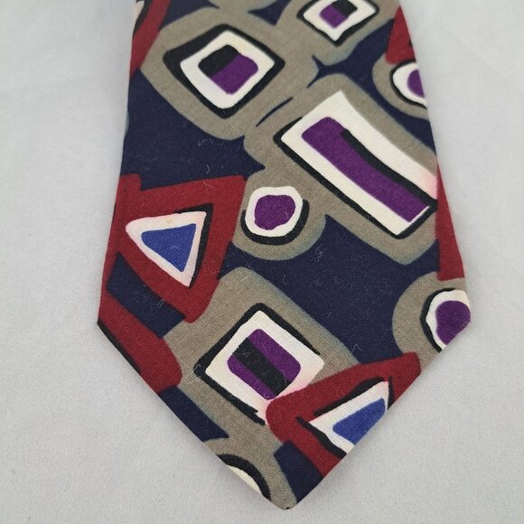 Van Heusen Mens Retro Geometric Pattern Cotton Tie 3 3/4" Wide USA - Picture 6 of 10